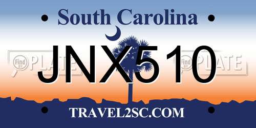 JNX510 South Carolina License Plate