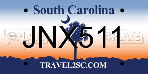 JNX511 South Carolina License Plate