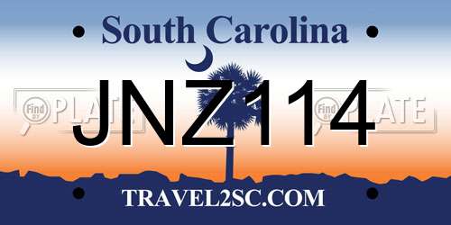 JNZ114 South Carolina License Plate