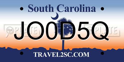 JO0D5Q South Carolina License Plate