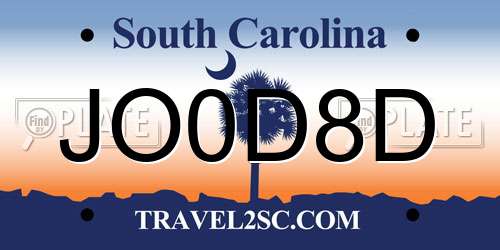 JO0D8D South Carolina License Plate