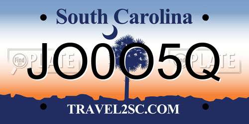 JO0O5Q South Carolina License Plate