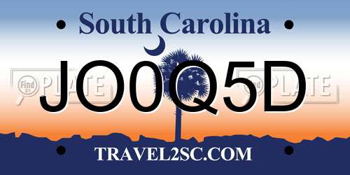 JO0Q5D South Carolina License Plate