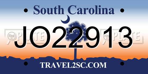 JO22913 South Carolina License Plate