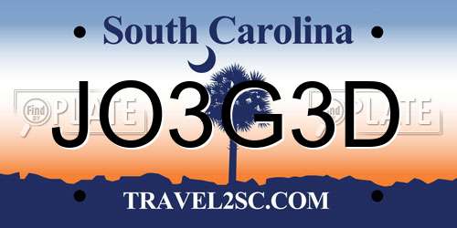 JO3G3D South Carolina License Plate