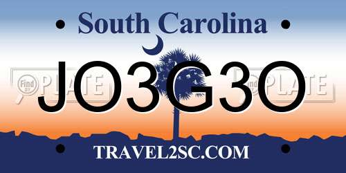 JO3G3O South Carolina License Plate