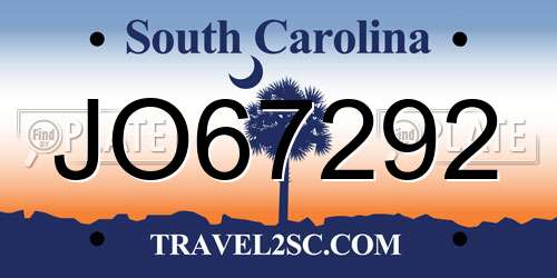 JO67292 South Carolina License Plate