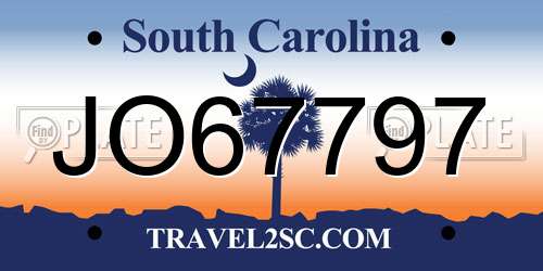 JO67797 South Carolina License Plate