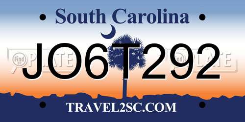 JO6T292 South Carolina License Plate