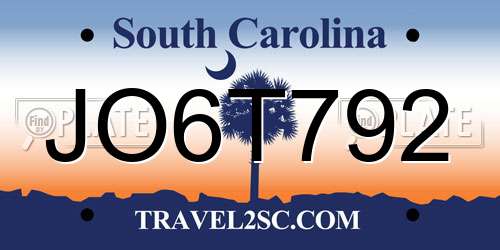 JO6T792 South Carolina License Plate