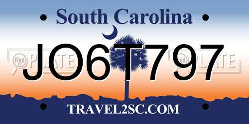JO6T797 South Carolina License Plate