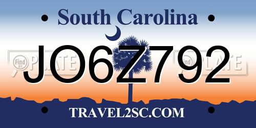 JO6Z792 South Carolina License Plate
