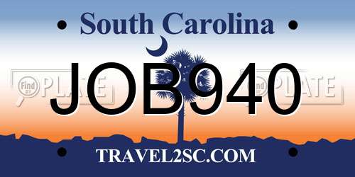 JOB940 South Carolina License Plate