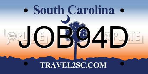 JOB94D South Carolina License Plate