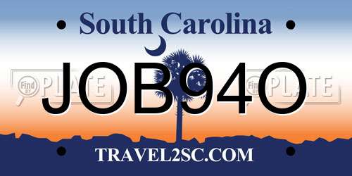 JOB94O South Carolina License Plate