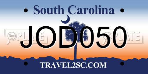 JOD050 South Carolina License Plate