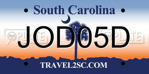 JOD05D South Carolina License Plate
