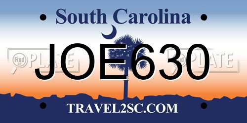 JOE630 South Carolina License Plate