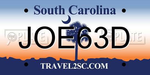 JOE63D South Carolina License Plate