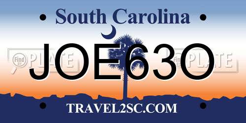 JOE63O South Carolina License Plate