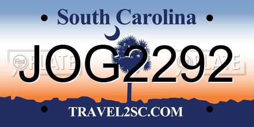 JOG2292 South Carolina License Plate
