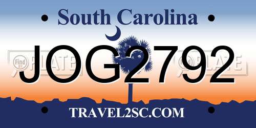 JOG2792 South Carolina License Plate