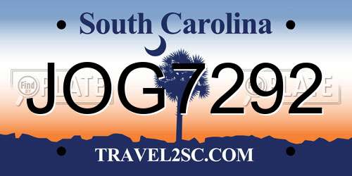 JOG7292 South Carolina License Plate