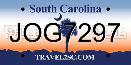 JOG7297 South Carolina License Plate