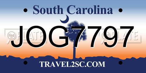 JOG7797 South Carolina License Plate