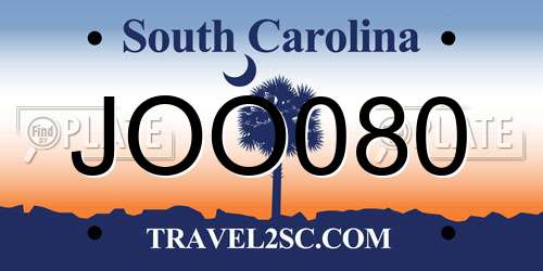 JOO080 South Carolina License Plate