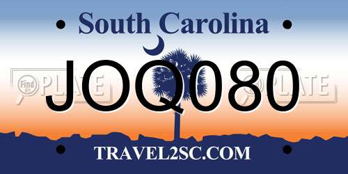 JOQ080 South Carolina License Plate
