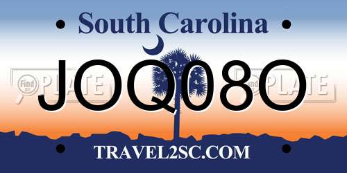 JOQ08O South Carolina License Plate