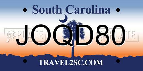 JOQD80 South Carolina License Plate