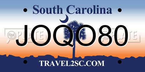 JOQO80 South Carolina License Plate