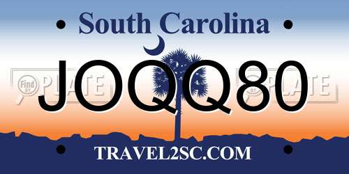 JOQQ80 South Carolina License Plate