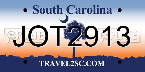 JOT2913 South Carolina License Plate