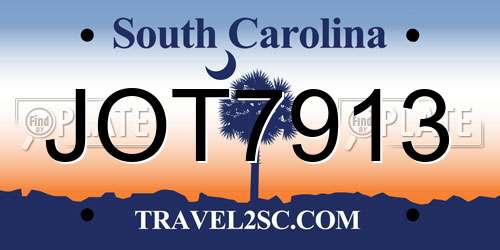 JOT7913 South Carolina License Plate