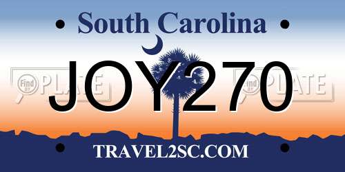 JOY270 South Carolina License Plate