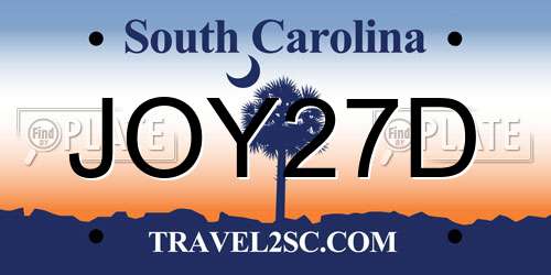 JOY27D South Carolina License Plate