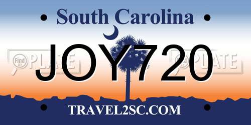 JOY720 South Carolina License Plate