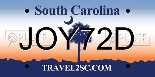 JOY72D South Carolina License Plate