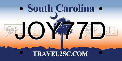 JOY77D South Carolina License Plate