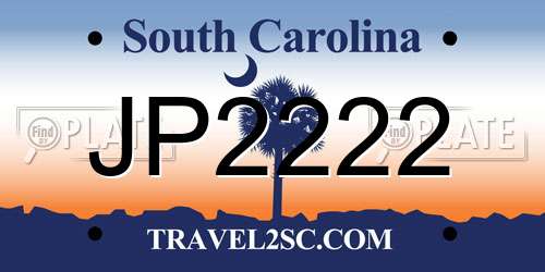 JP2222 South Carolina License Plate