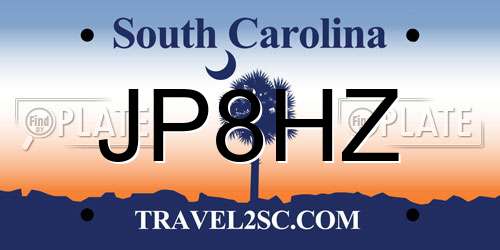 JP8HZ South Carolina License Plate