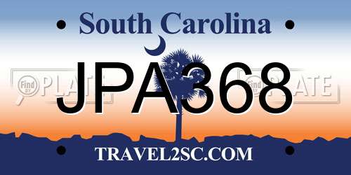 JPA368 South Carolina License Plate