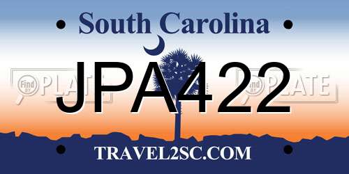 JPA422 South Carolina License Plate