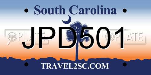 JPD501 South Carolina License Plate