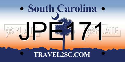 JPE171 South Carolina License Plate