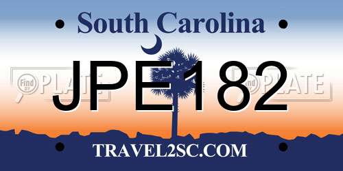JPE182 South Carolina License Plate