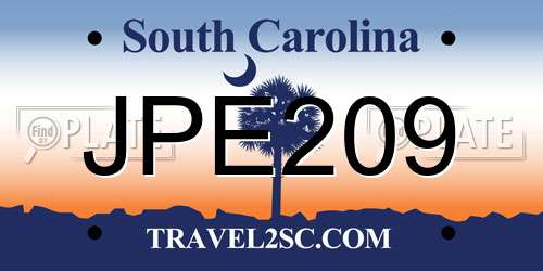 JPE209 South Carolina License Plate